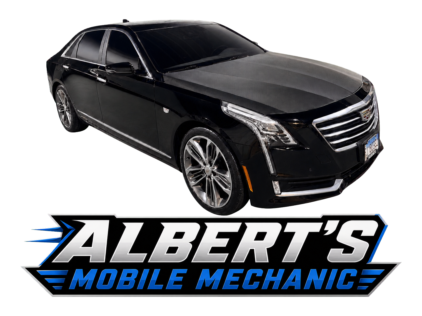 Albert's Mobile Mechanic logo with a black Cadillac